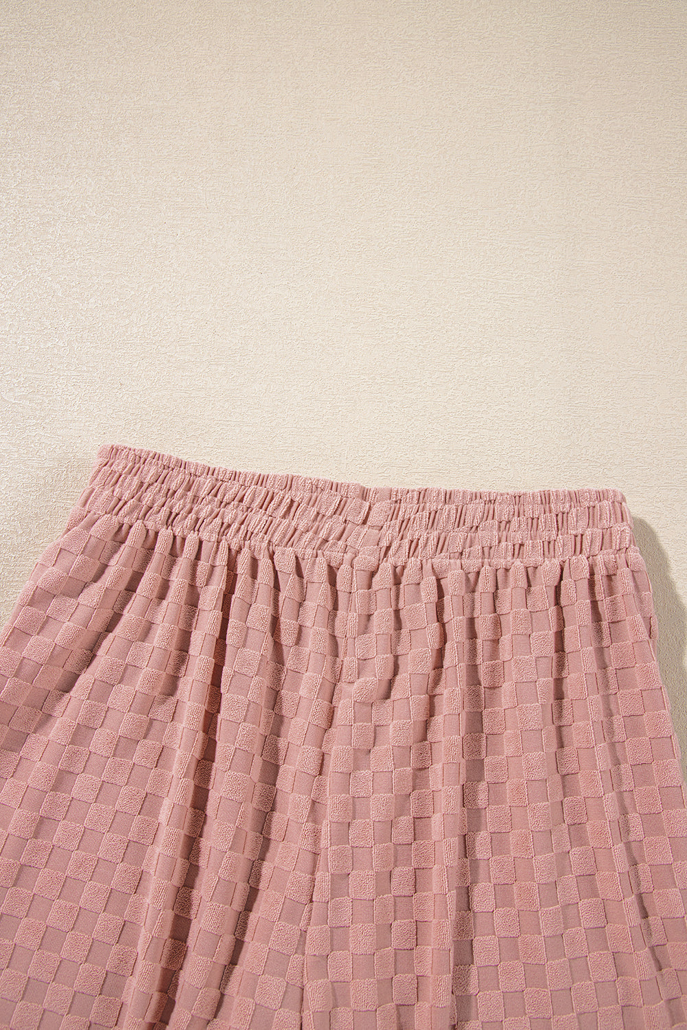 Blossom Checkered Textured Long Sleeve Top and Shorts Set eAura