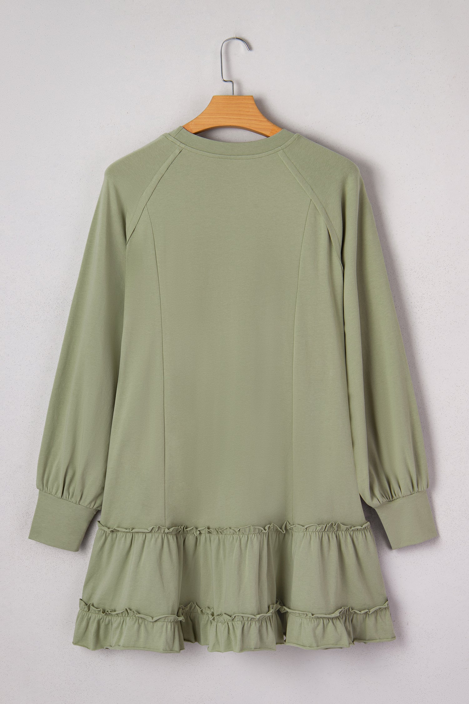 Textured Frilled Ruffled Long Sleeve Mini Dress