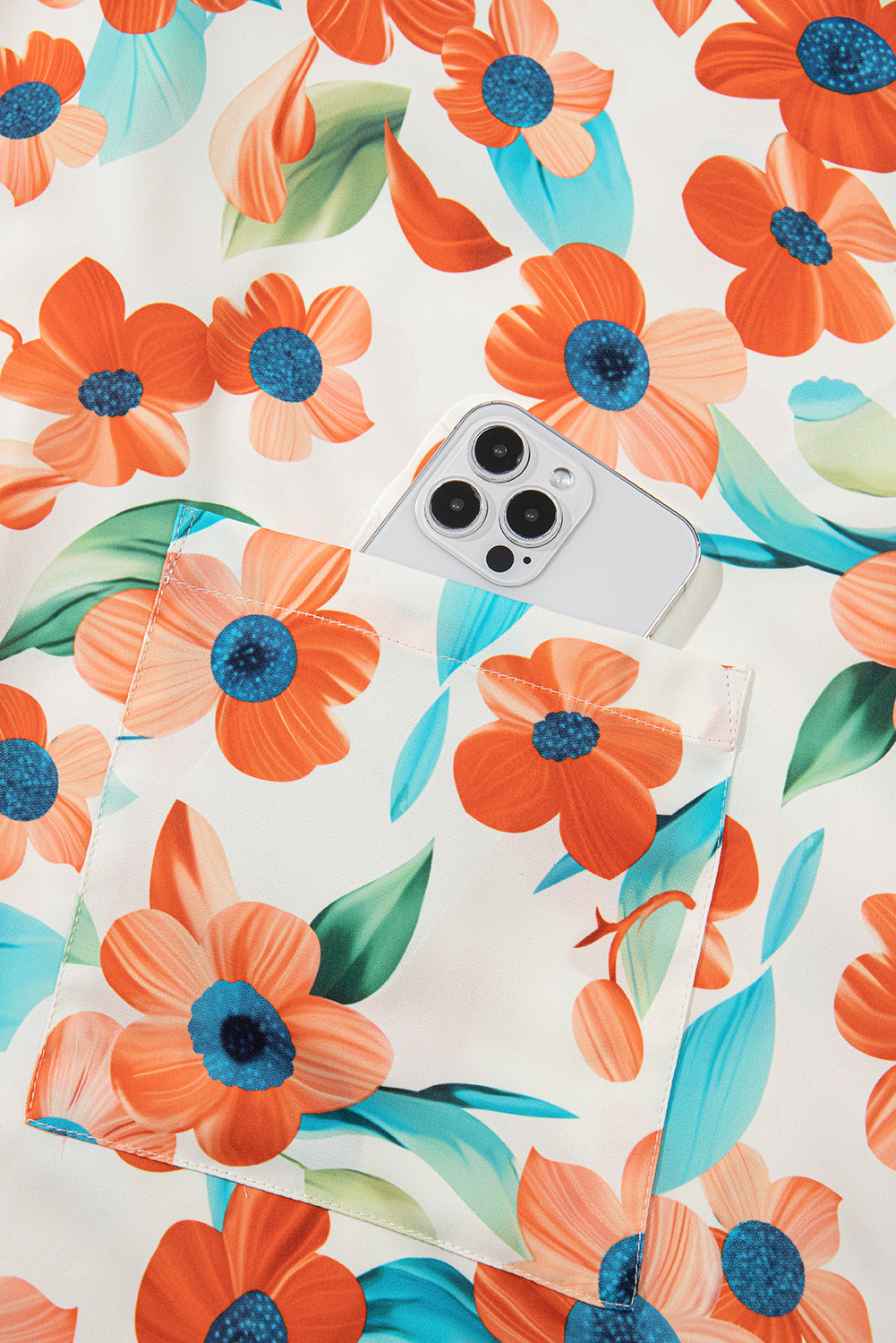 Contrast Trim Floral Split Neck Puff Short Sleeve Tiered Mini Dress eAura