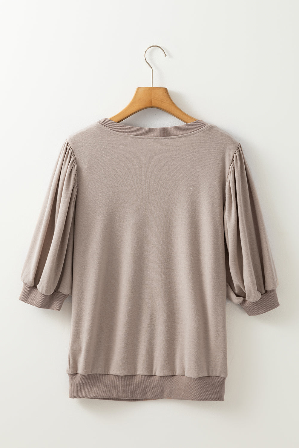 Goat Half Lantern Sleeve Solid Colour Pullover Top eAura