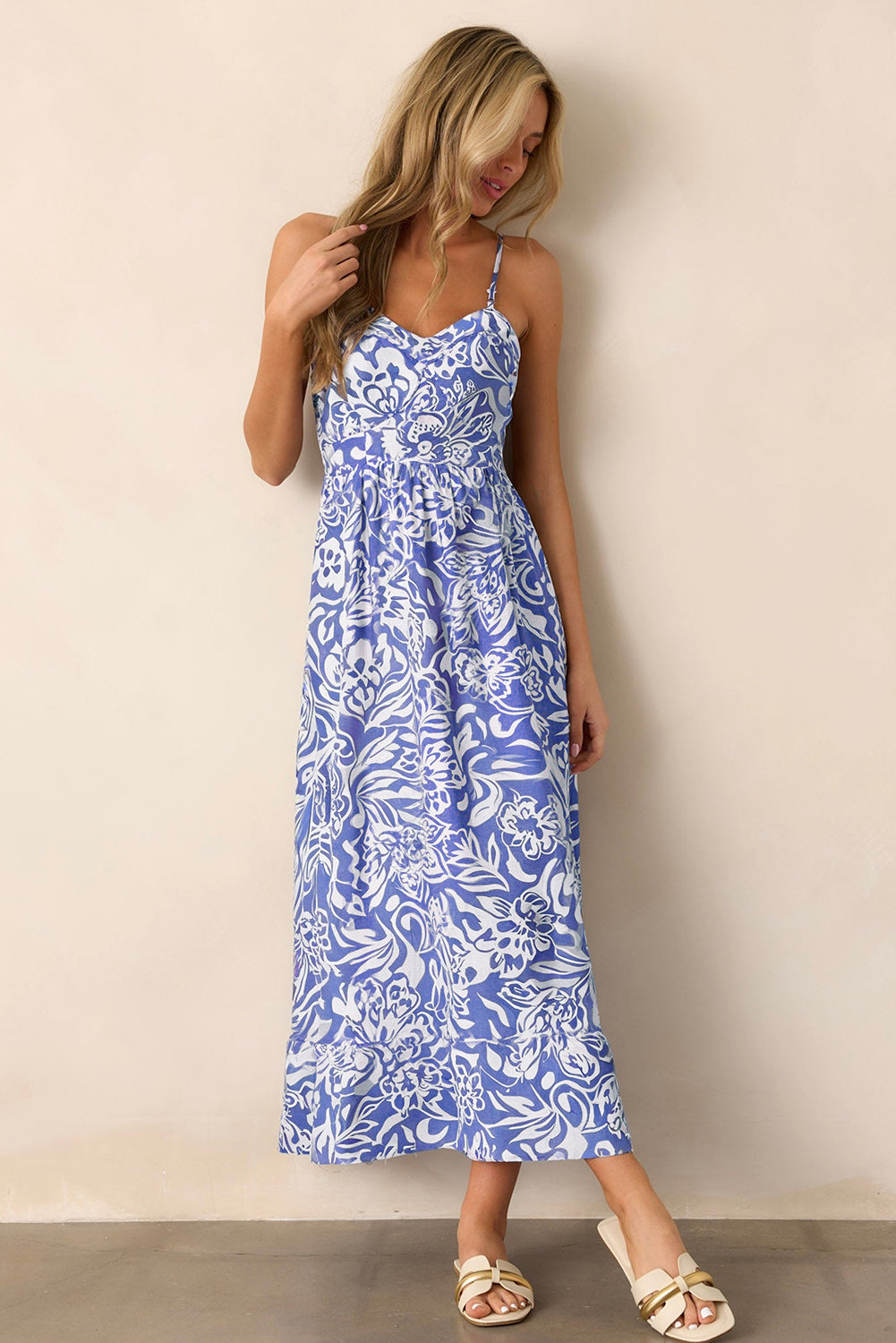 Floral Print Spaghetti Strap Maxi Dress