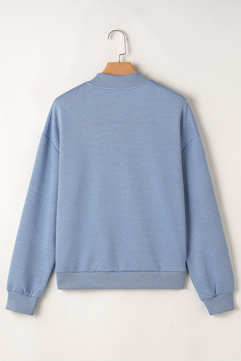 Myosotis Solid Textured Stand Neck Zipper Bomber Jacket - eAura