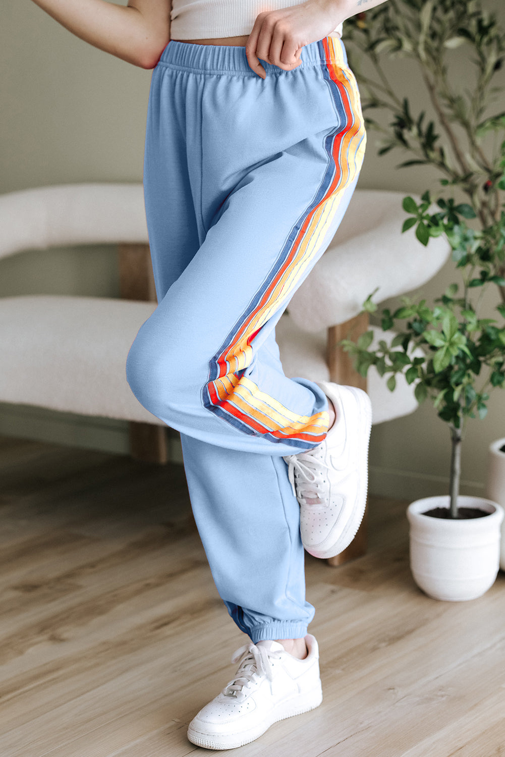 Light Blue Counting Rainbows High Waist SweatTrousers eAura