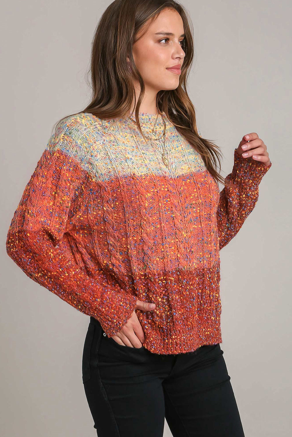 Multicolour Colourful Confetti Wool Ball Knitted Sweater eAura
