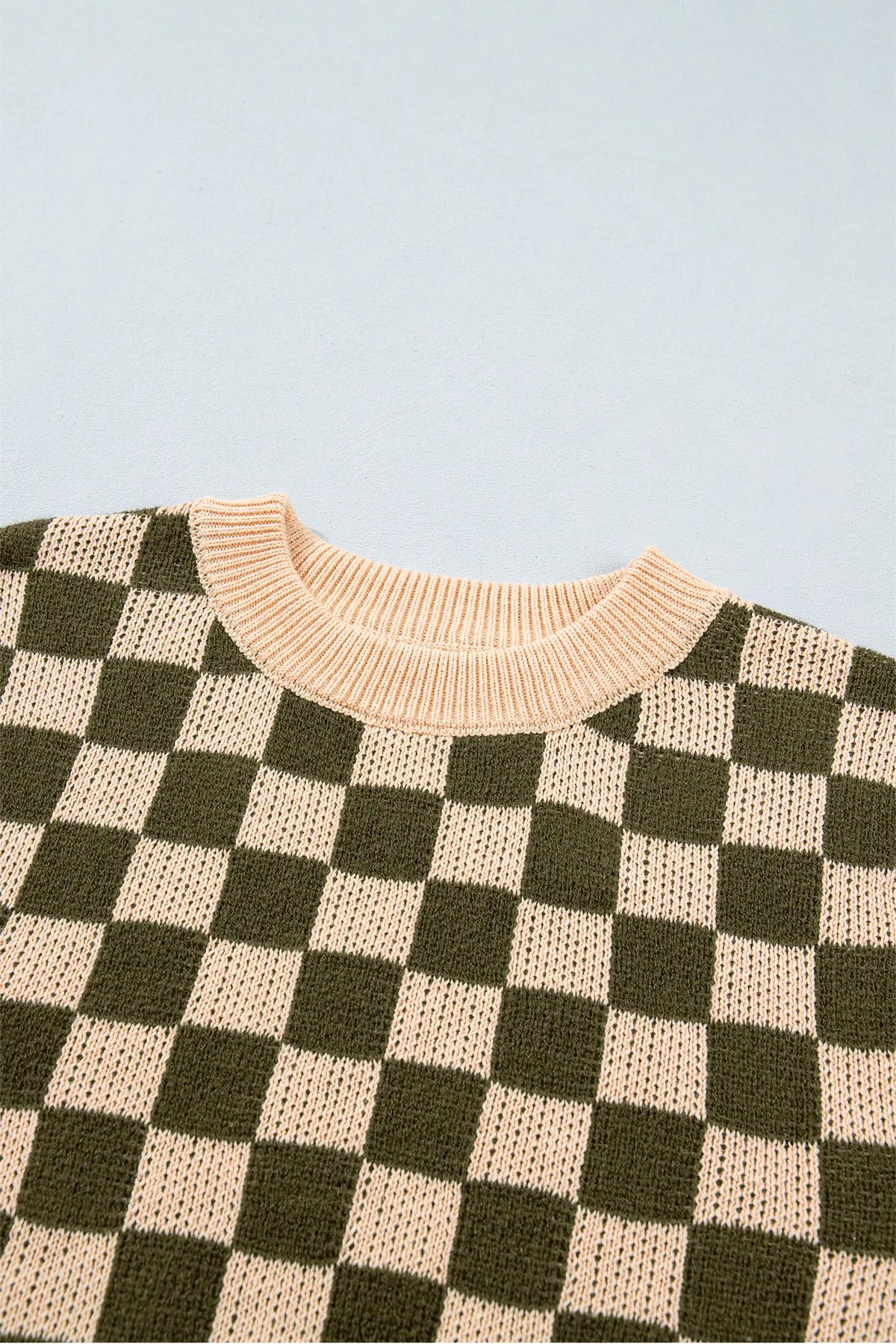 Drop Shoulder Plaid Knit Long Sleeve Sweater – Multicolour