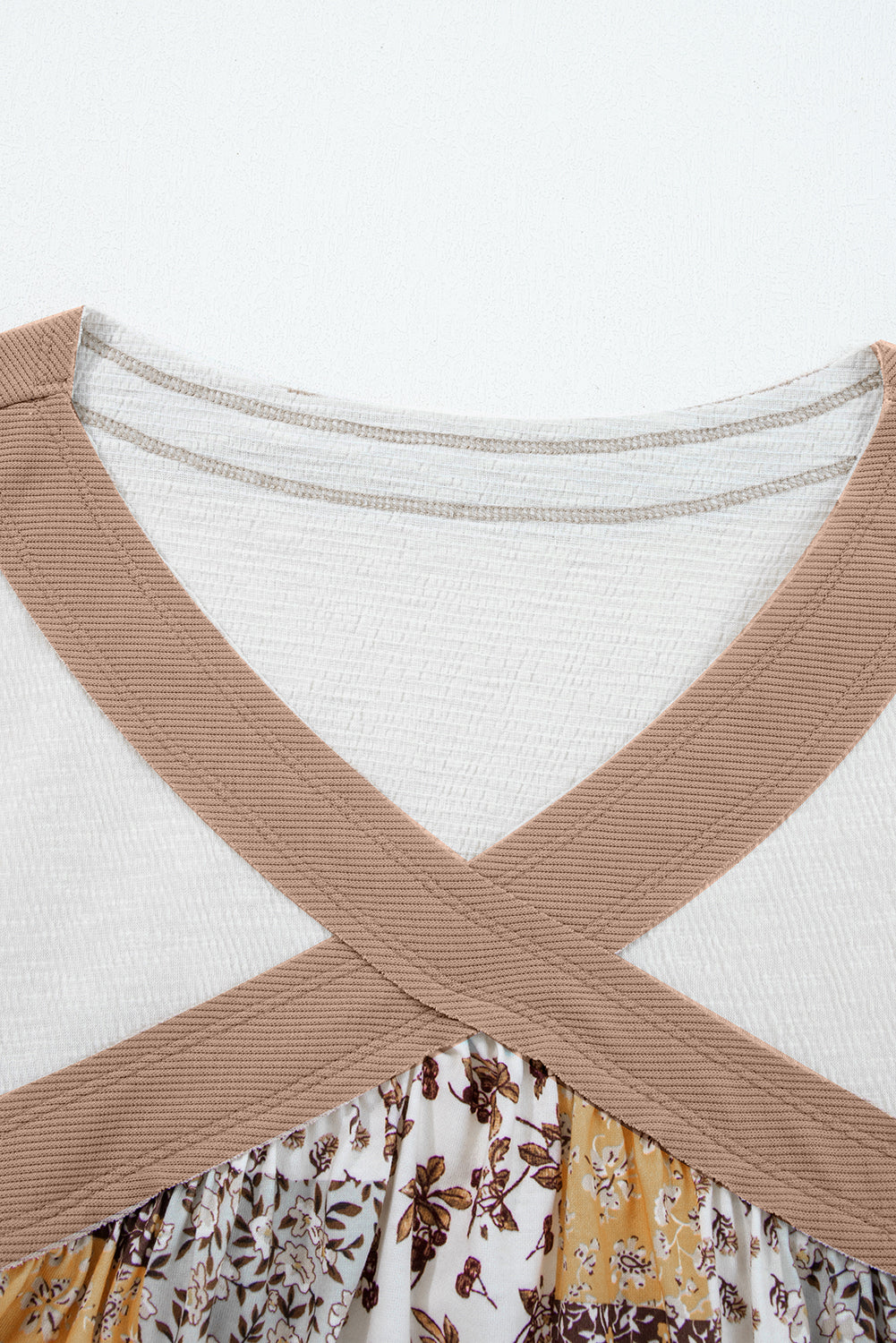 Floral Printed Contrast Patchwork Long Sleeve Top - eAura