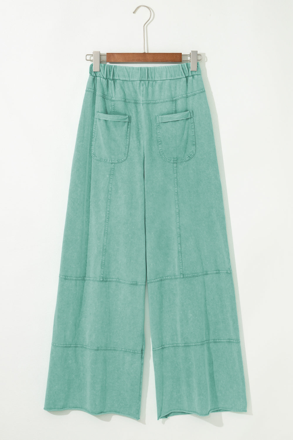 Mineral Wash Exposed Seam Drawstring High Waist Wide Leg Cargo Trousers eAura