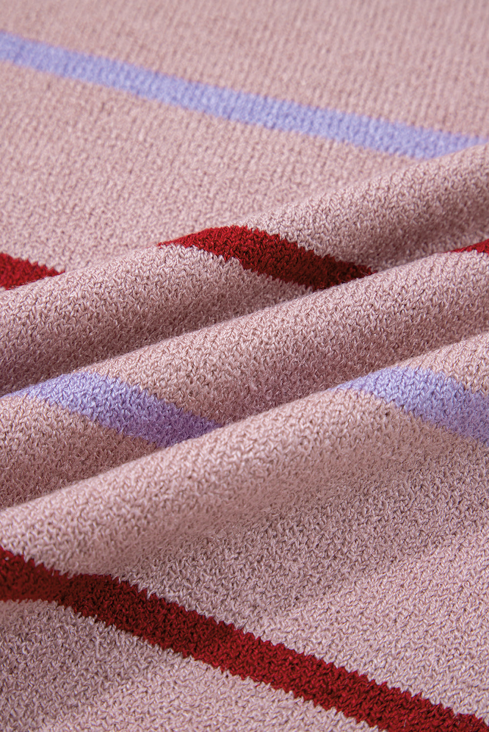 Striped Ribbed Edge Drop Shoulder Sweater eAura