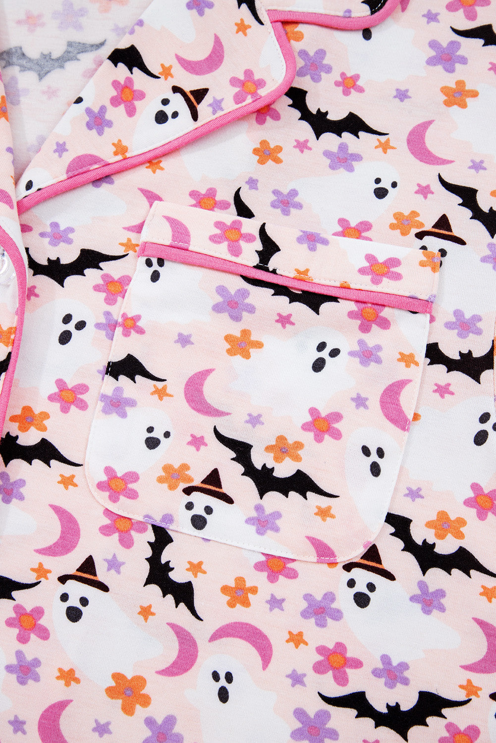 Pink Halloween Eve Haunted Honey Bat Print Pyjama Set - eAura