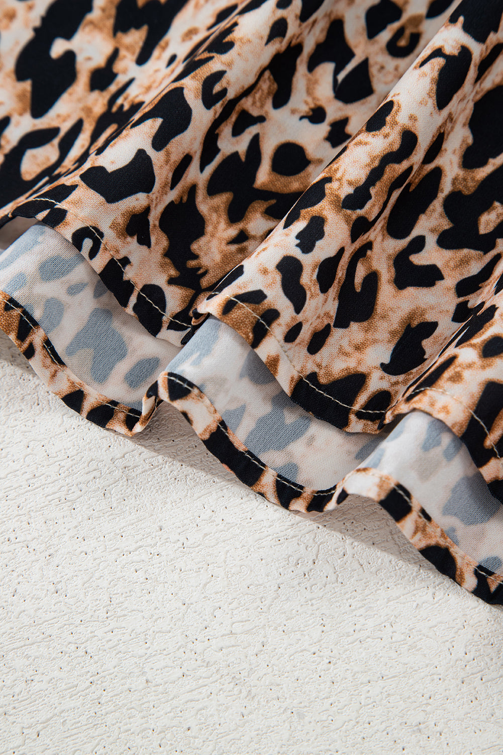Apricot Leopard V Neck Half Sleeve Blouse eAura