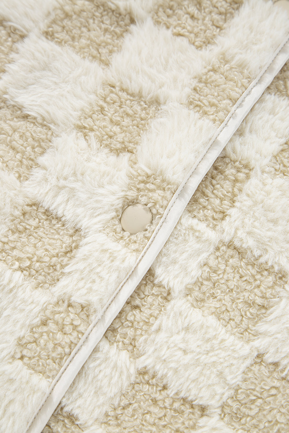 Sherpa Checkerboard Snap Button Gilet Jacket With Pocket eAura