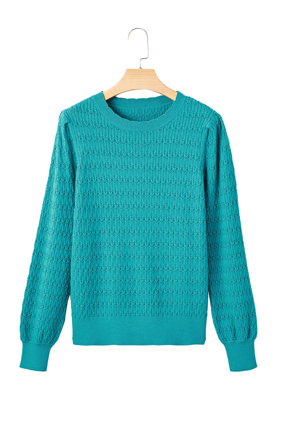 Pattern Knit Ribbed Cuffs Sweater - eAura
