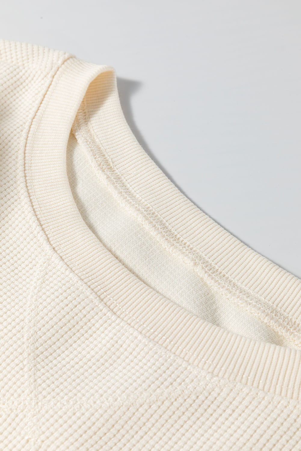 White Solid Colour Waffle Knit Drop Shoulder Plus Size Sweatshirt Beagle Boutique Fashion Outlet