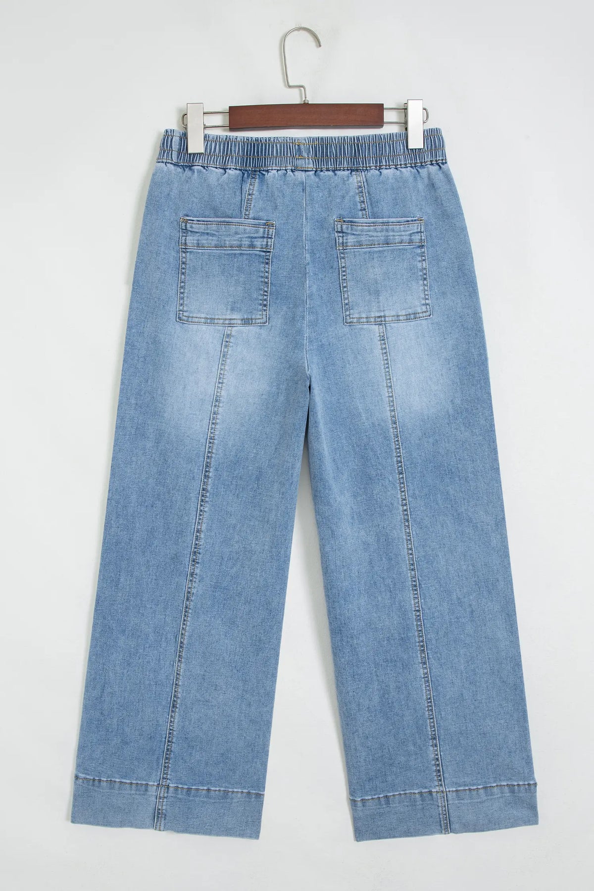 Beau Drawstring Waist Wide Leg Ankle Length Jeans
