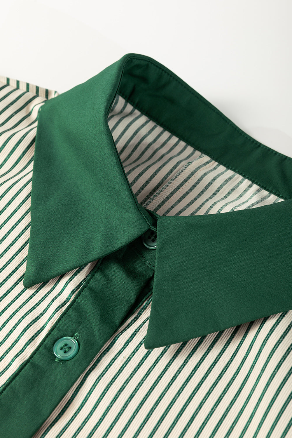 Green Patch Pockets Button Down Short Puff Sleeve Dress eAura