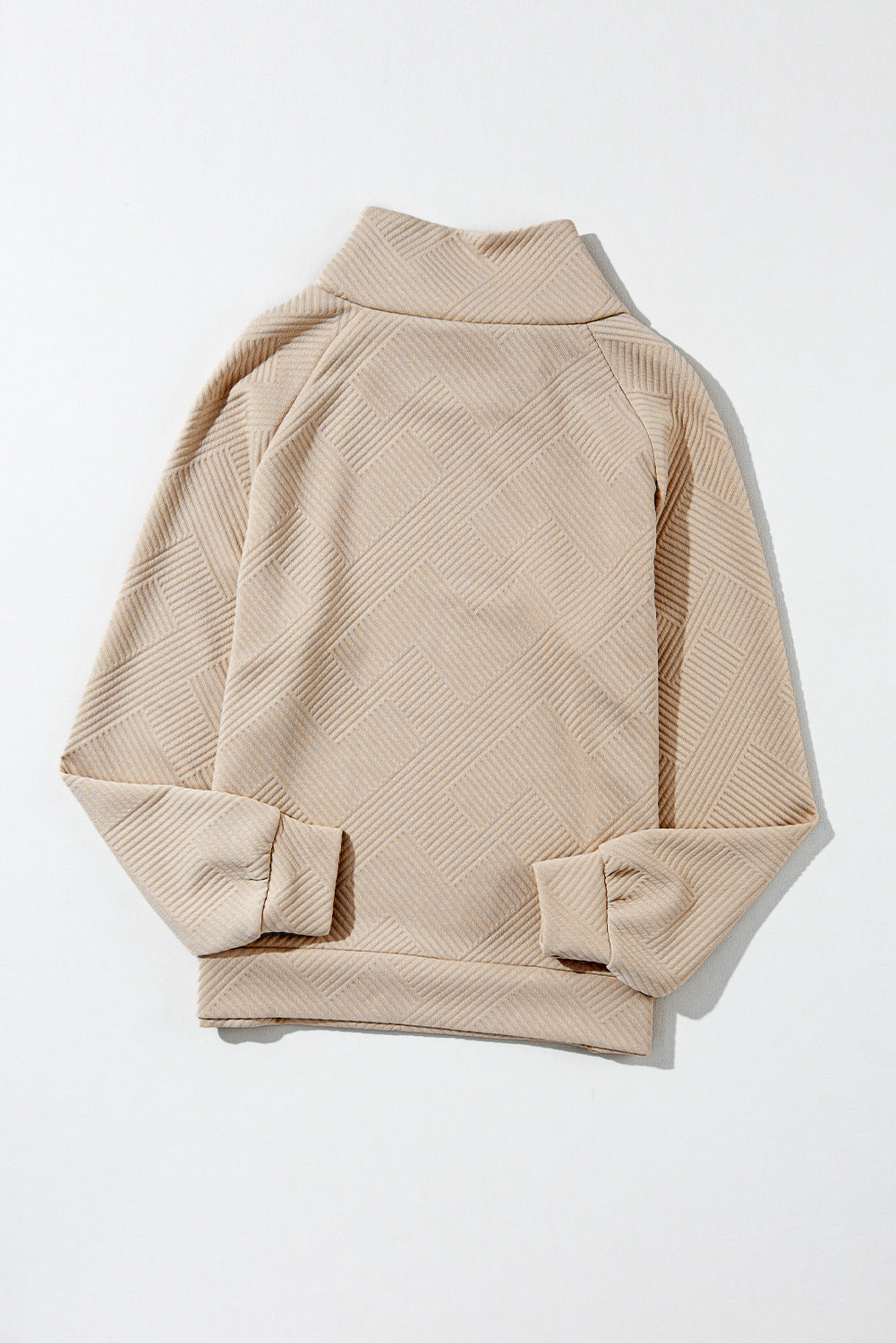 Asymmetric Buttons Detail High Neck Textured Sweatshirt eAura