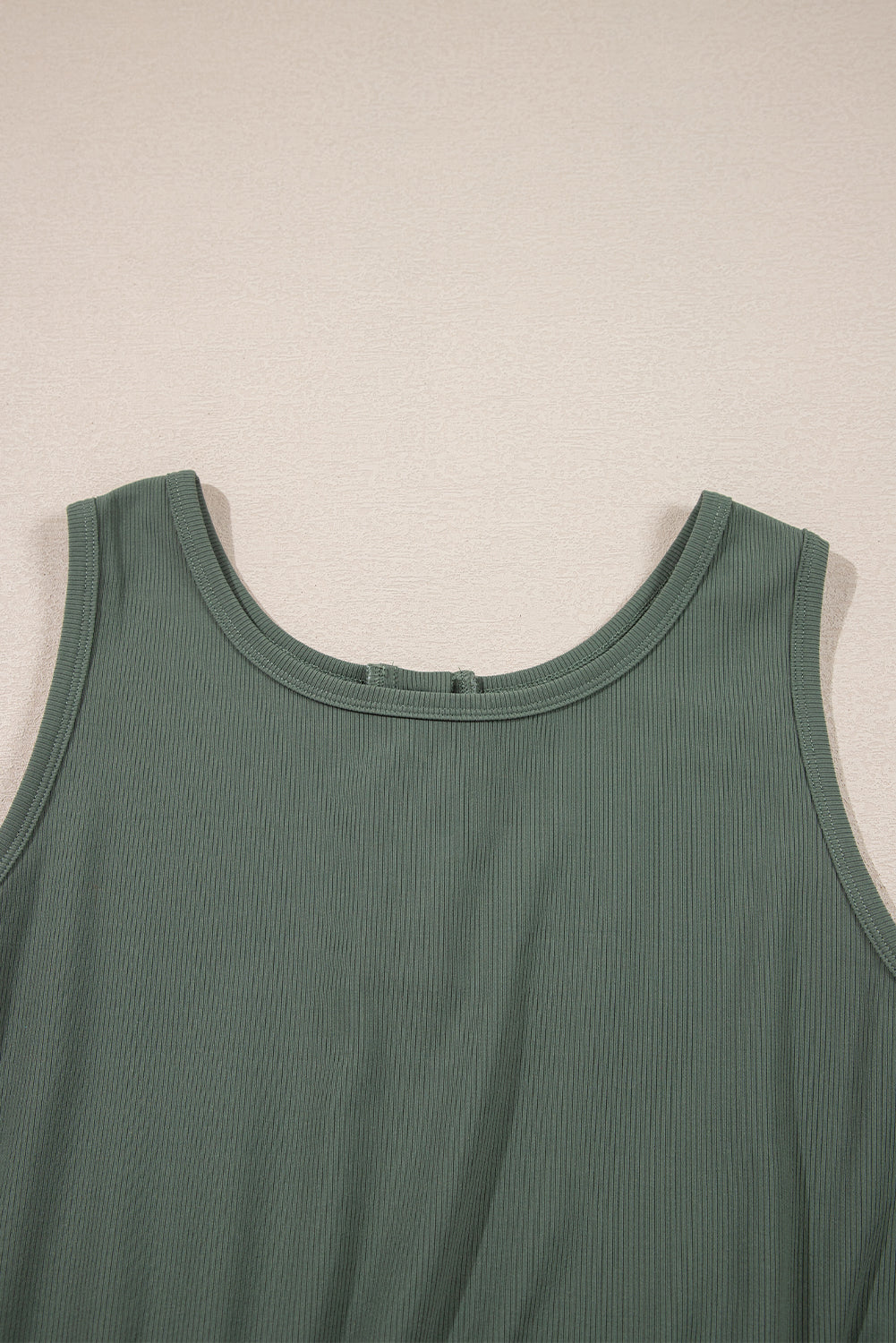 Vineyard Green Buttoned Drawstring Waist Sleeveless Wide Leg Jumpsuit eAura