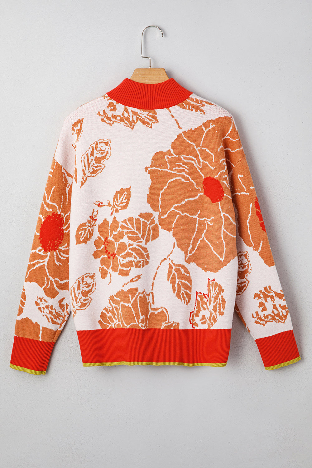 Floral Half Zip Collared Pullover Sweater eAura