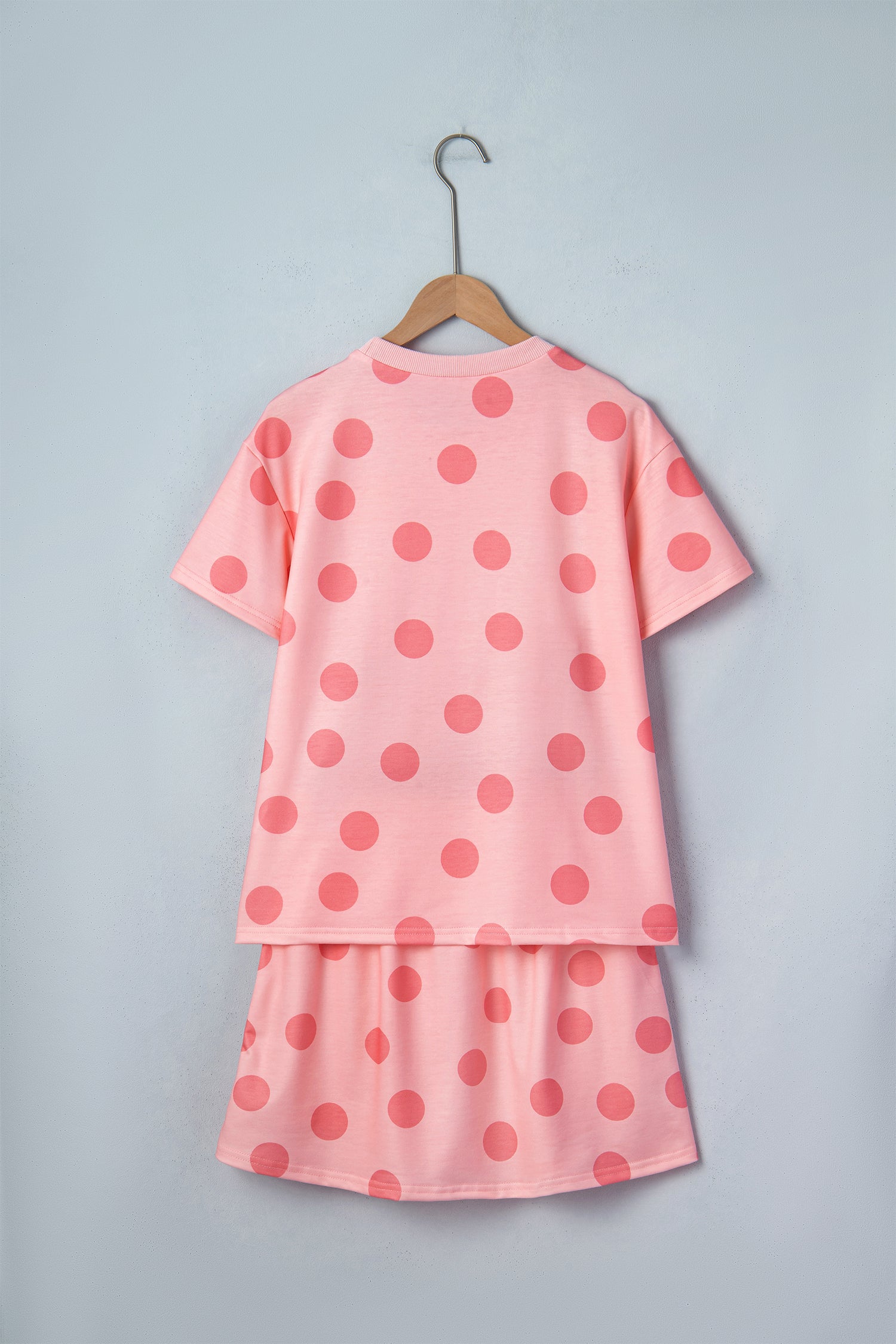 Polka Dot Short Sleeve Top Casual Skort 2pcs Outfit – White