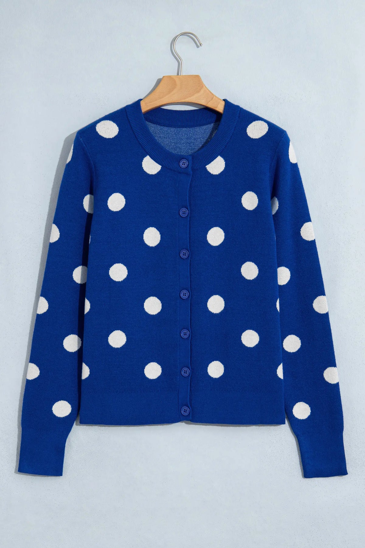 Casual Polka Dot Button Front Long Sleeve Sweater Cardigan