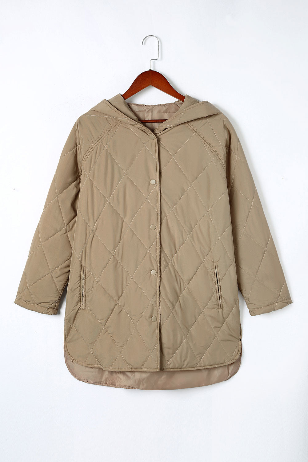 Quilted Snap Button Hooded Puffer Coat - eAura