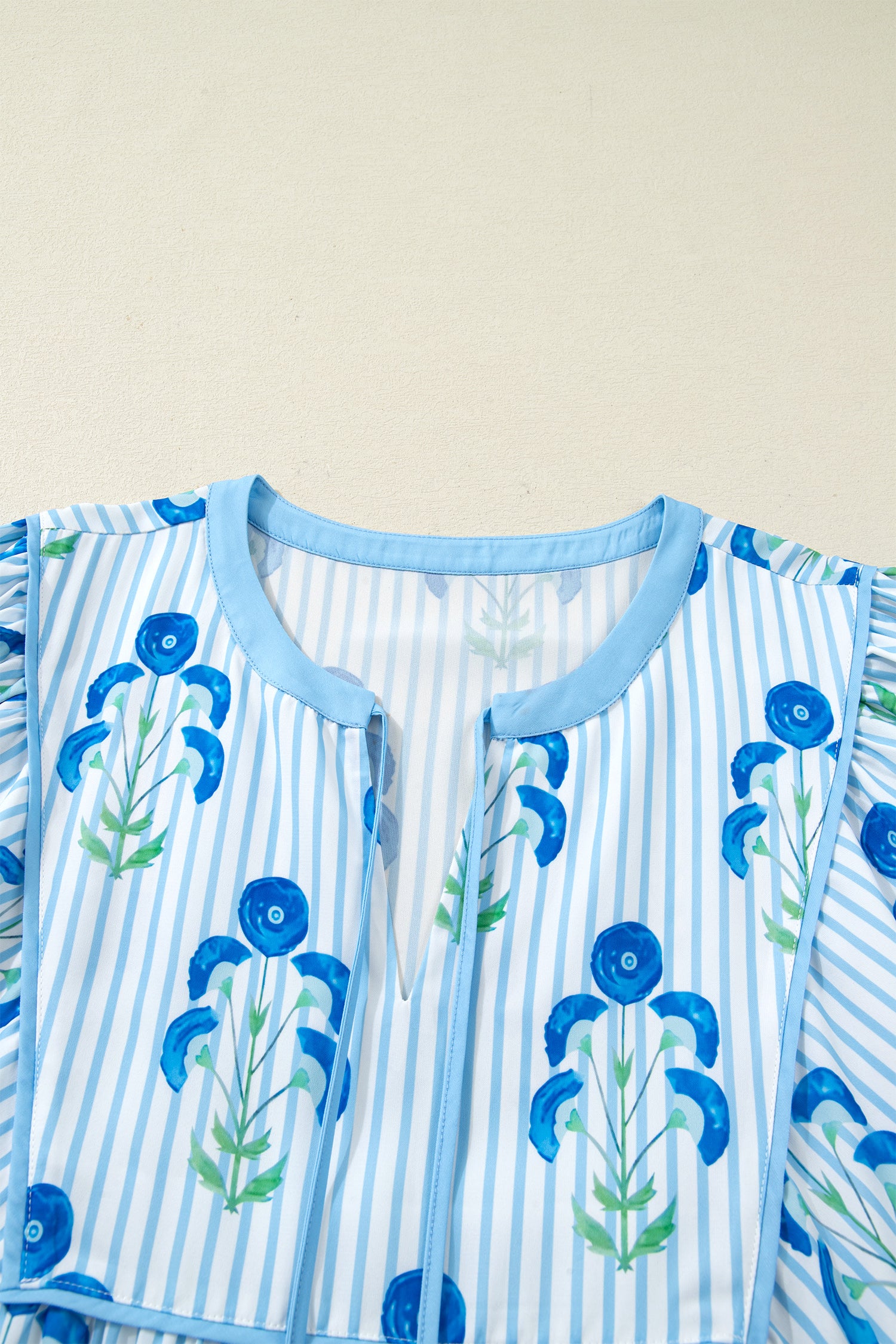 Floral Striped Bubble Short Sleeve Plus Size Dress