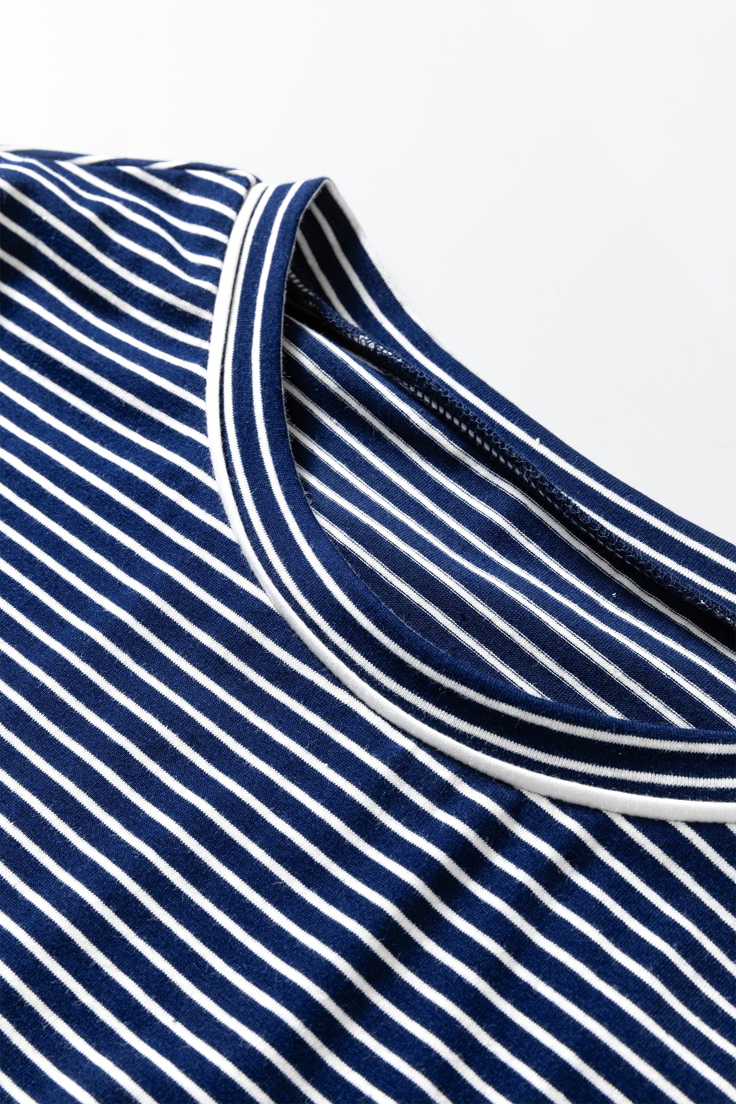 Stripe Drop Shoulder Long Sleeve Tee and Buttoned Shorts Pyjama Set - Loungewear & Sleepwear/Pyjama