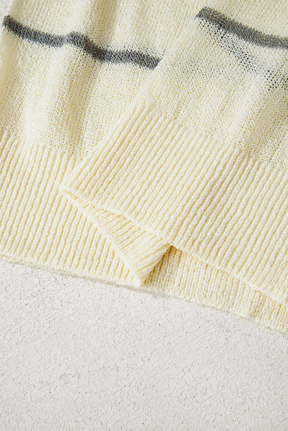 Striped Ribbed Edge Drop Shoulder Sweater eAura
