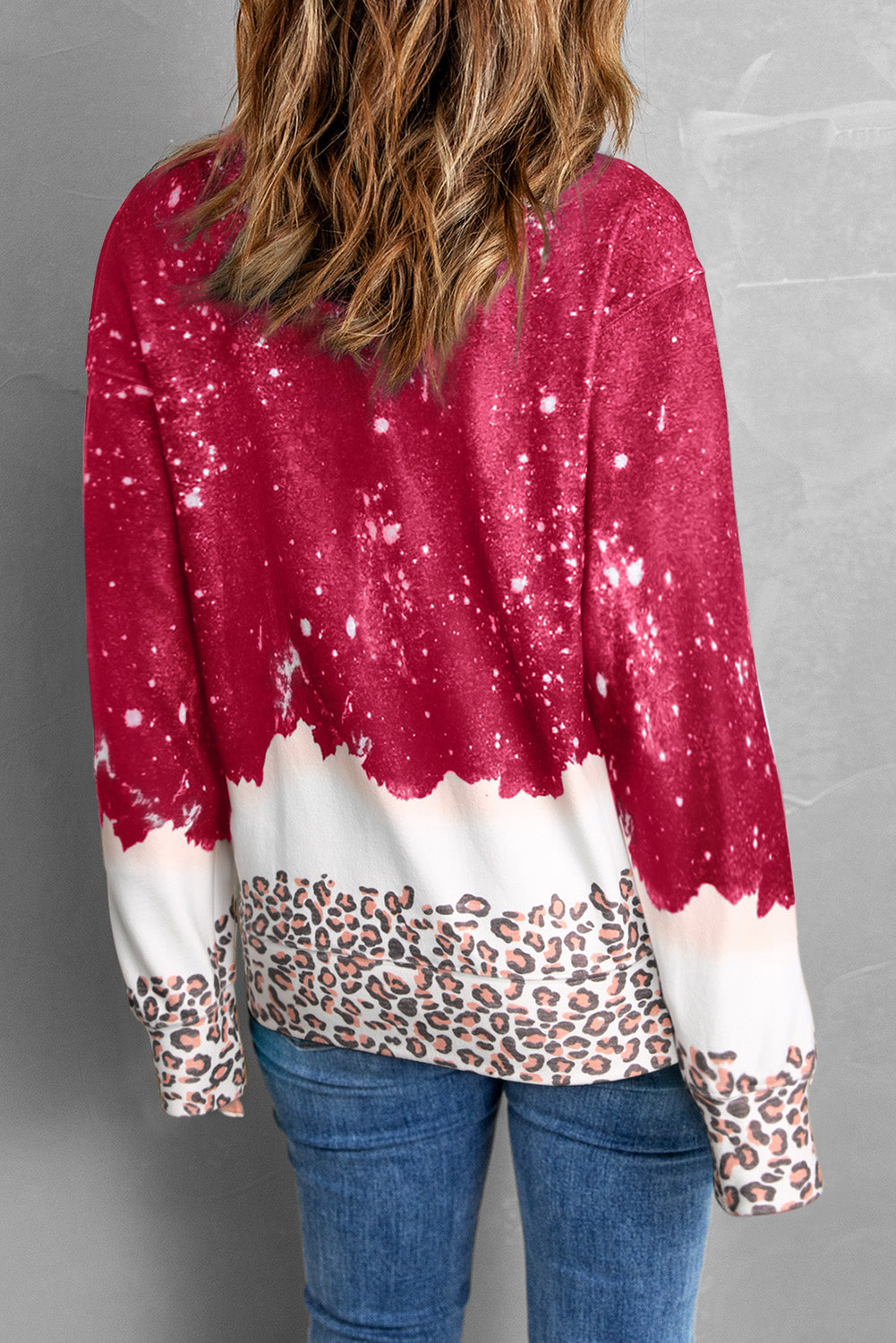 Black Leopard Bleached Pullover Sweatshirt eAura