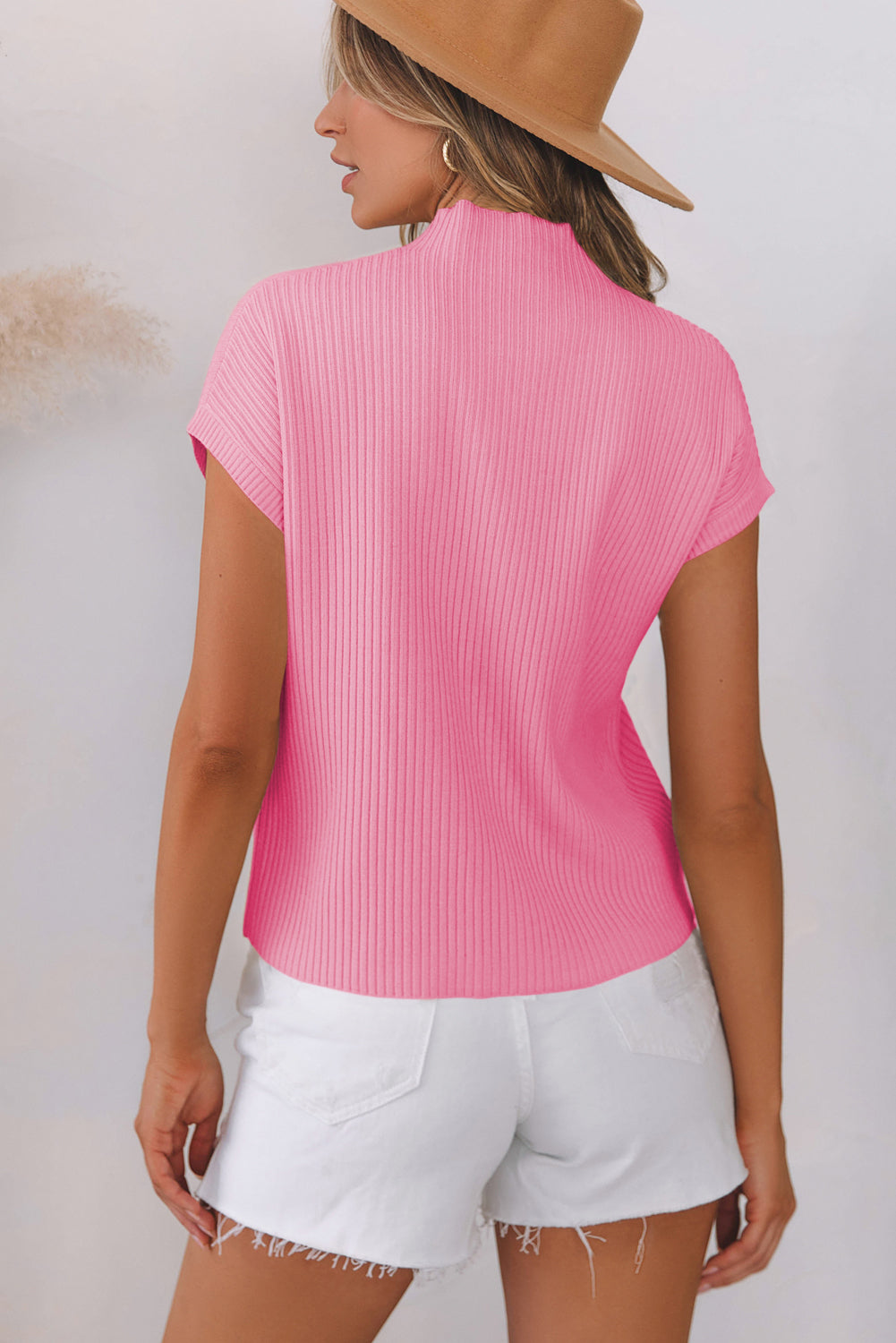 Black Patch Pocket Ribbed Knit Short Sleeve Sweater eAura