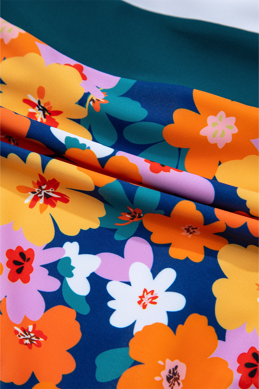 Green Floral Print Racerback Cutout High Waist 2pcs Bikini eAura