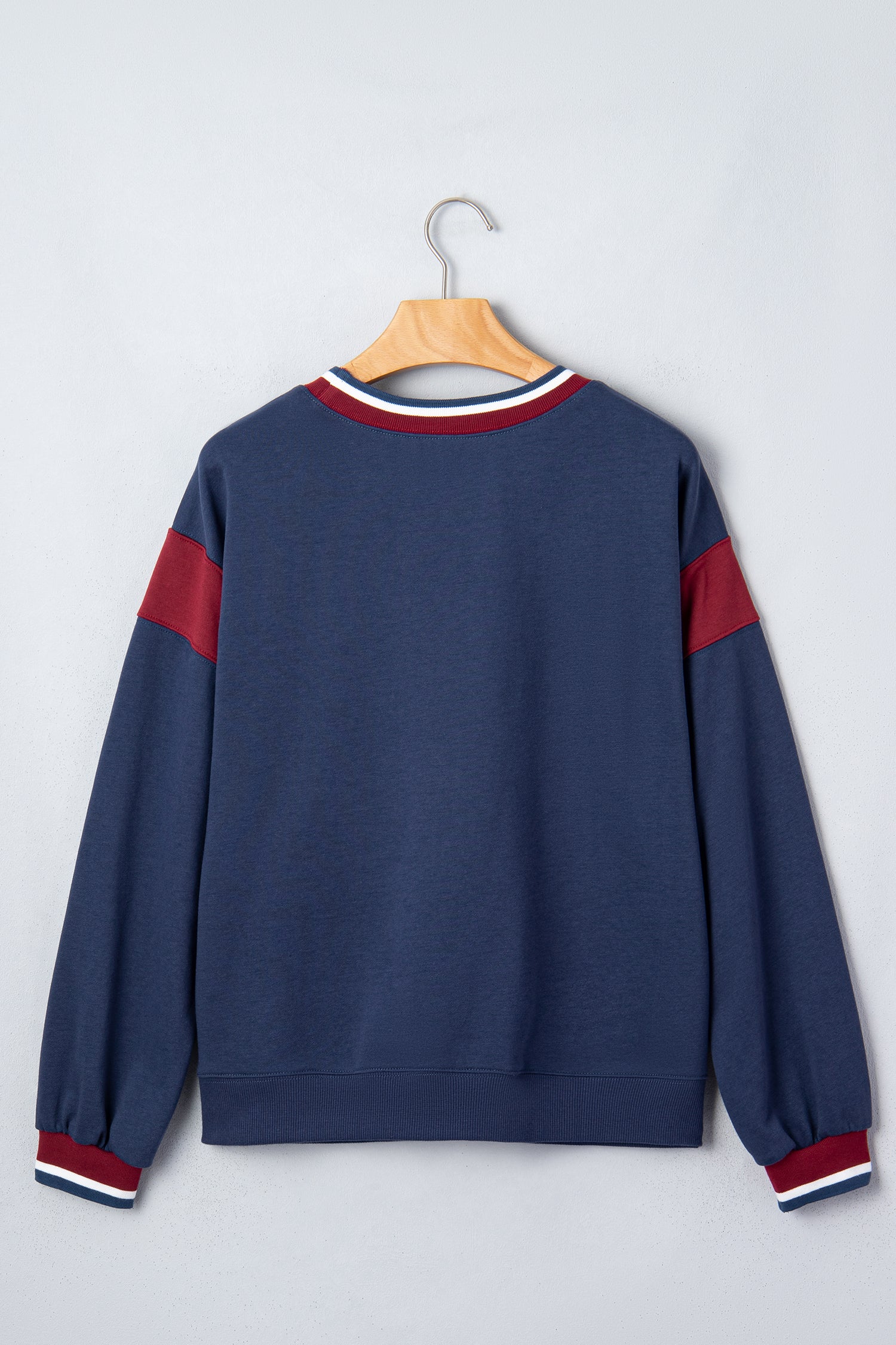 Patchwork Round Neck Long Sleeve Sweatshirt – Sail Blue