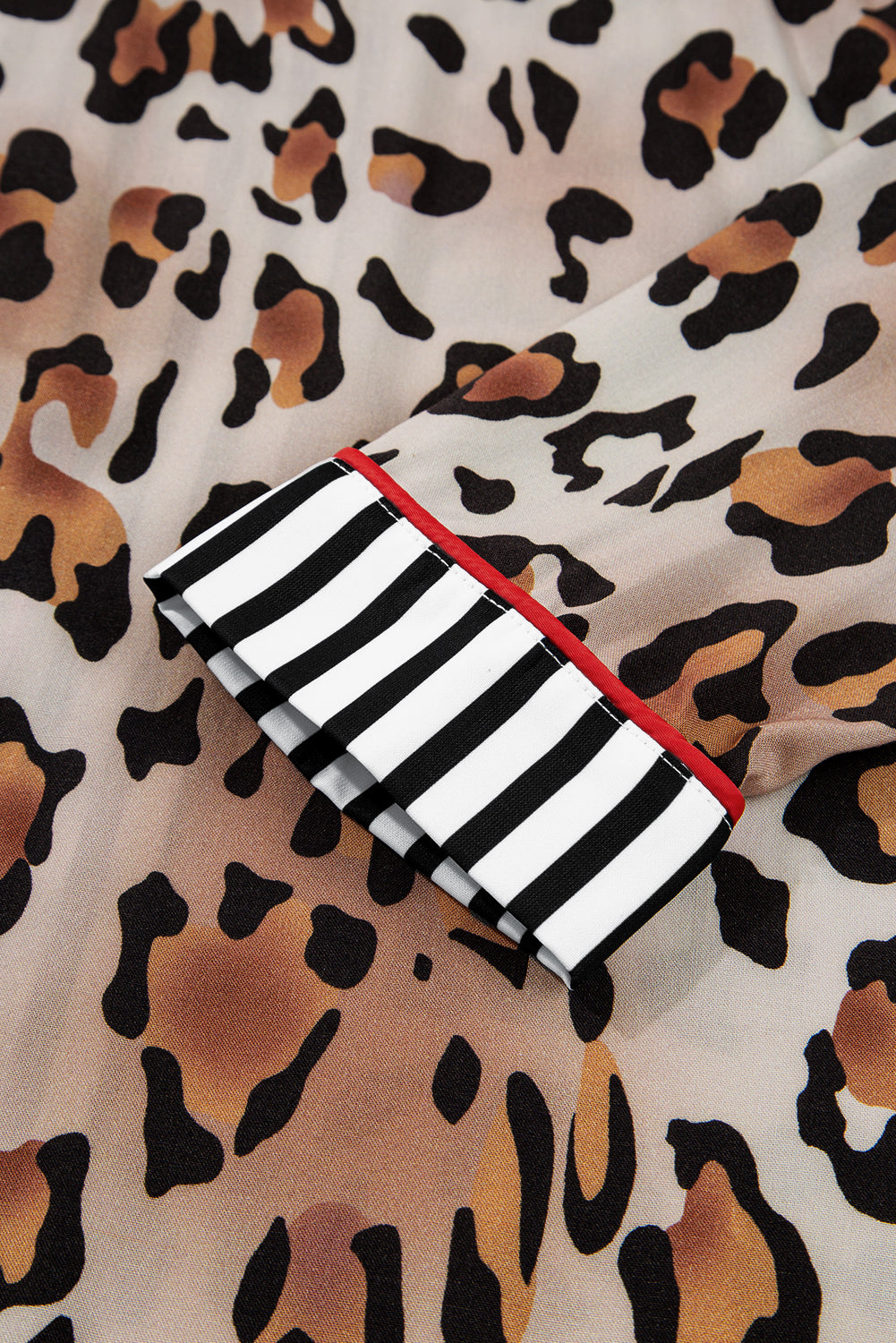 Leopard Print Striped Edge Shirt Pyjama Set - eAura