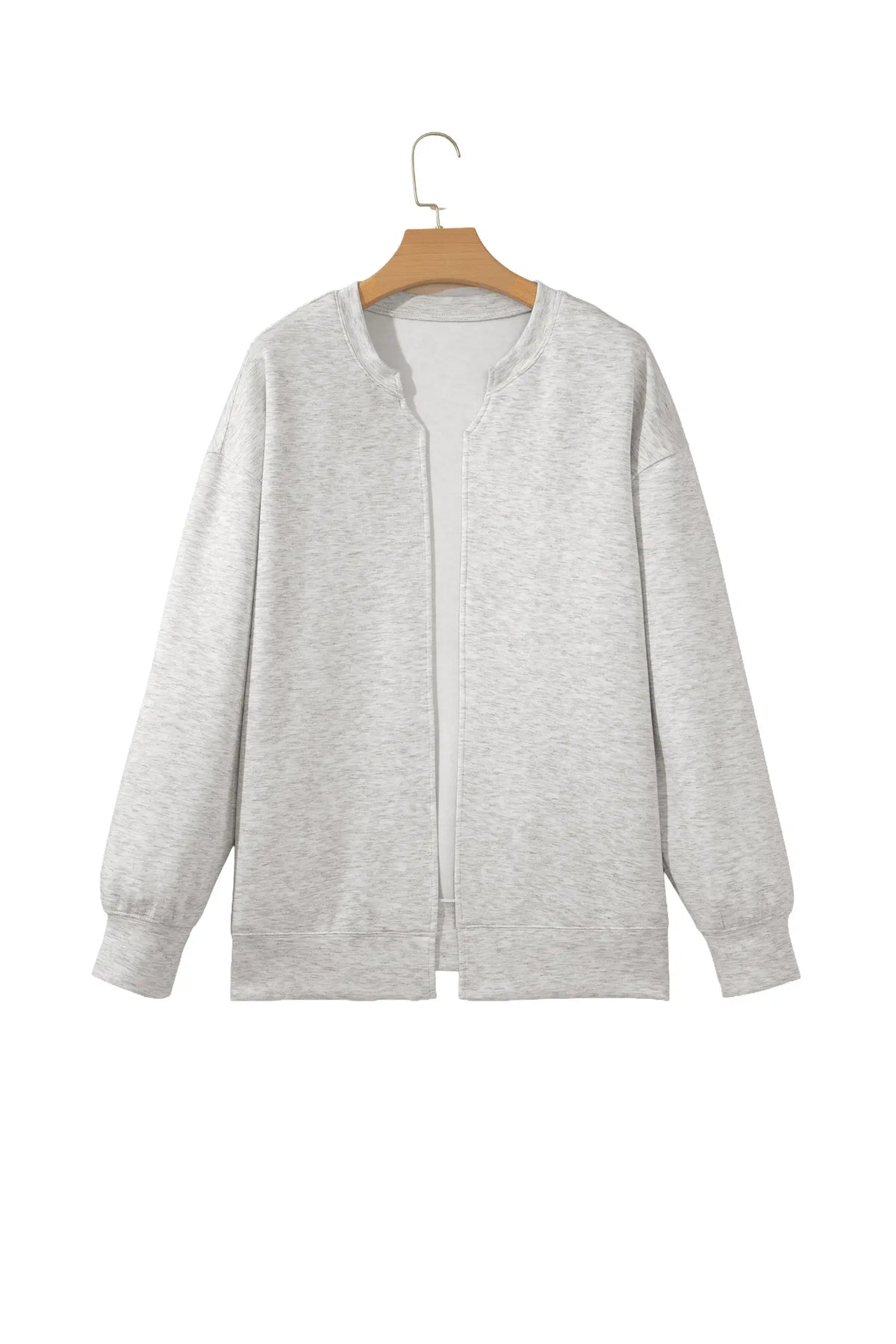 Solid Colour Zip Front Jacket Style Sweatshirt – Light Grey
