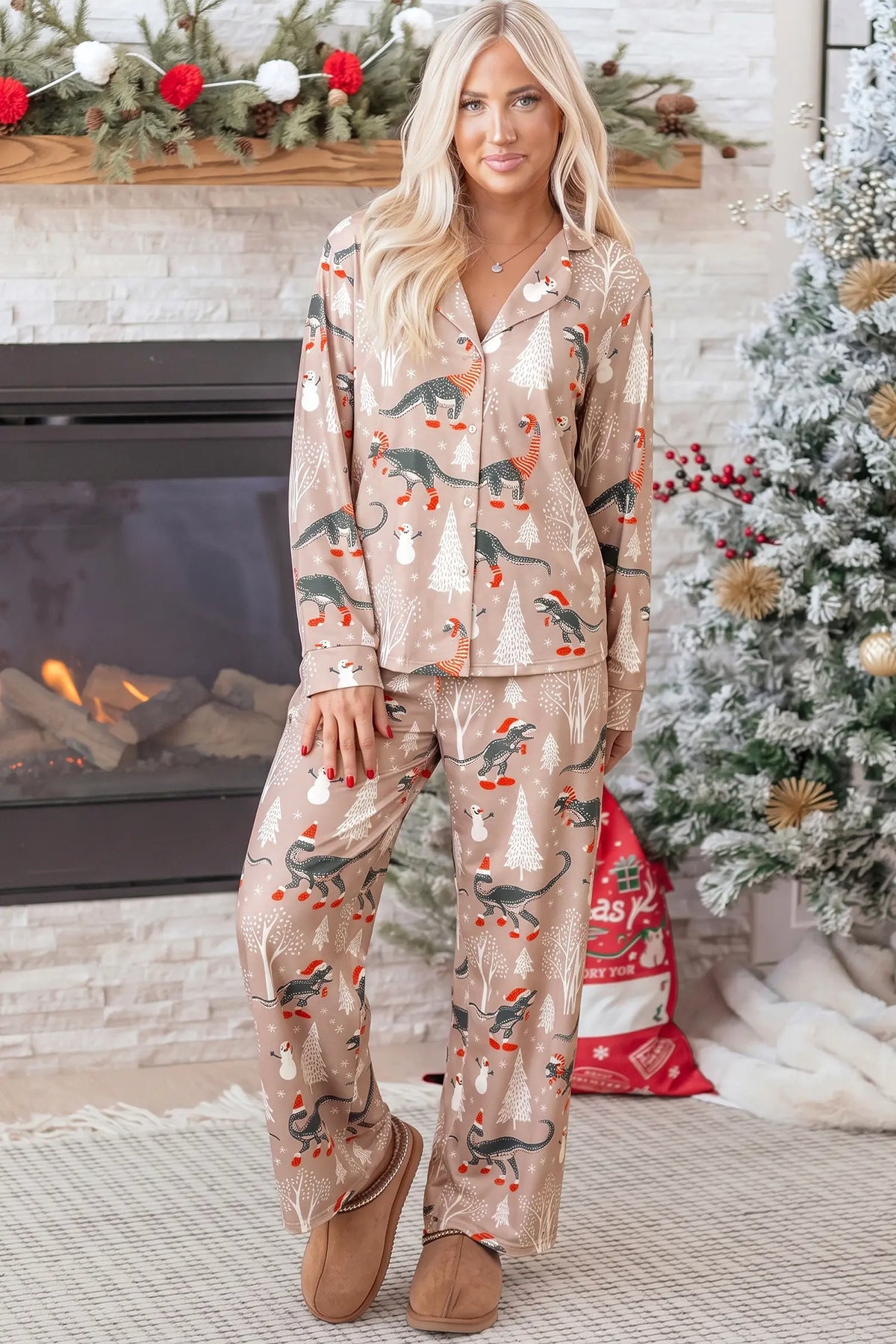 Two Piece Lounge Set Long Sleeve Abstract Print