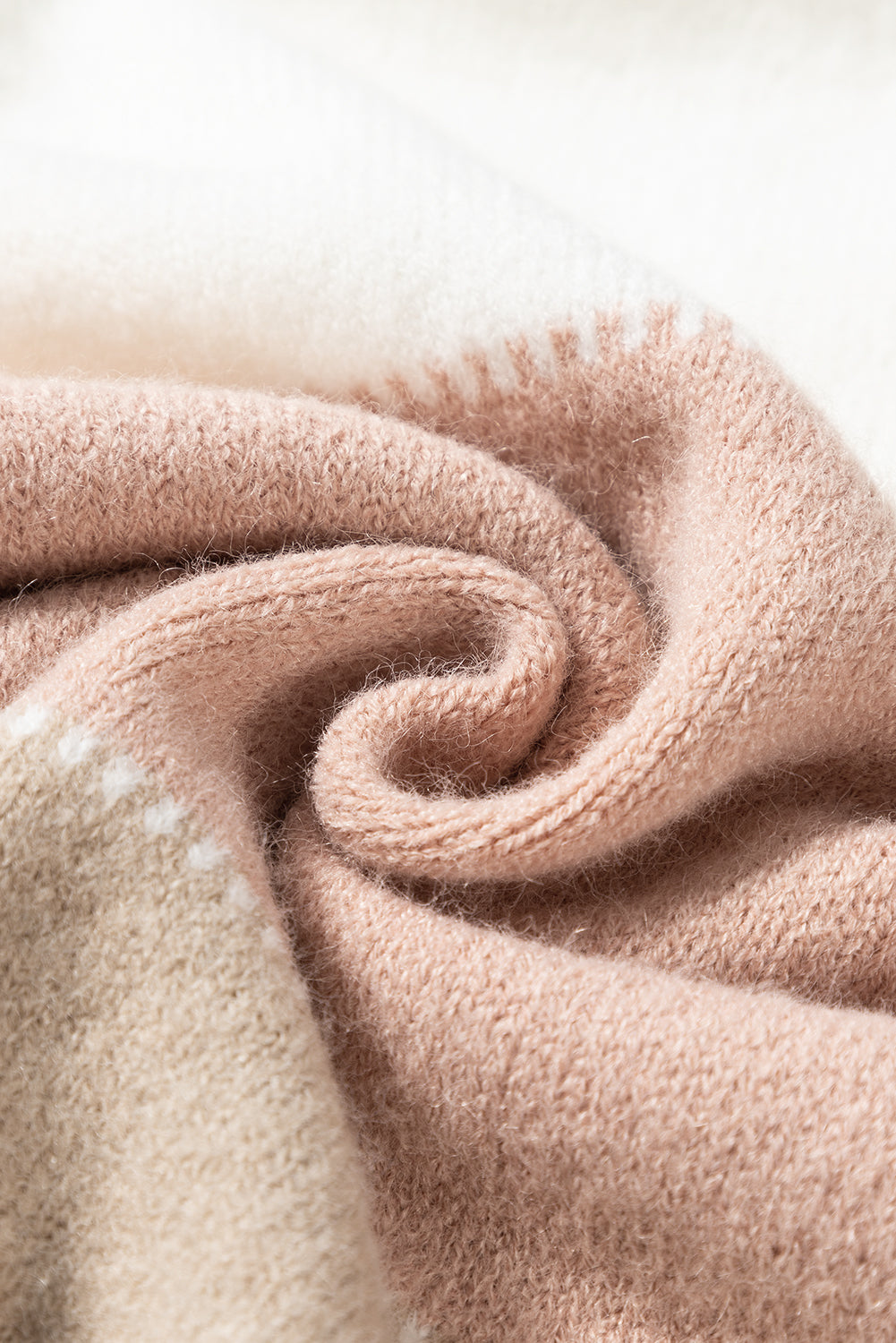 Dusty Pink Colour Block Lantern Sleeve Drop Shoulder Sweater eAura