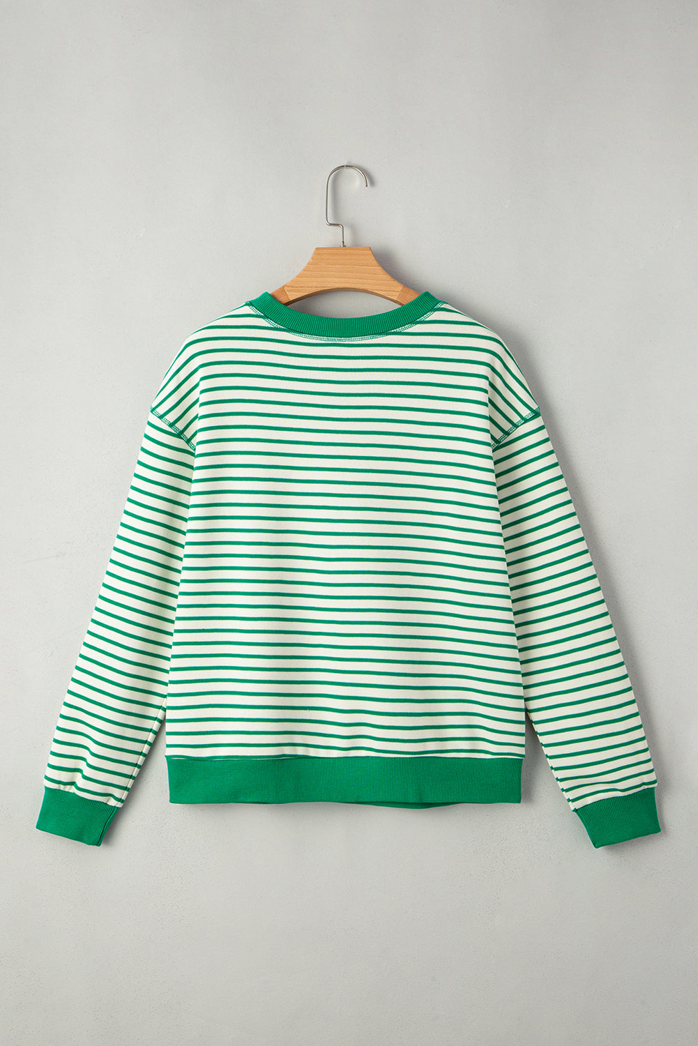 Green Striped Exposed Seam Pullover Top - eAura