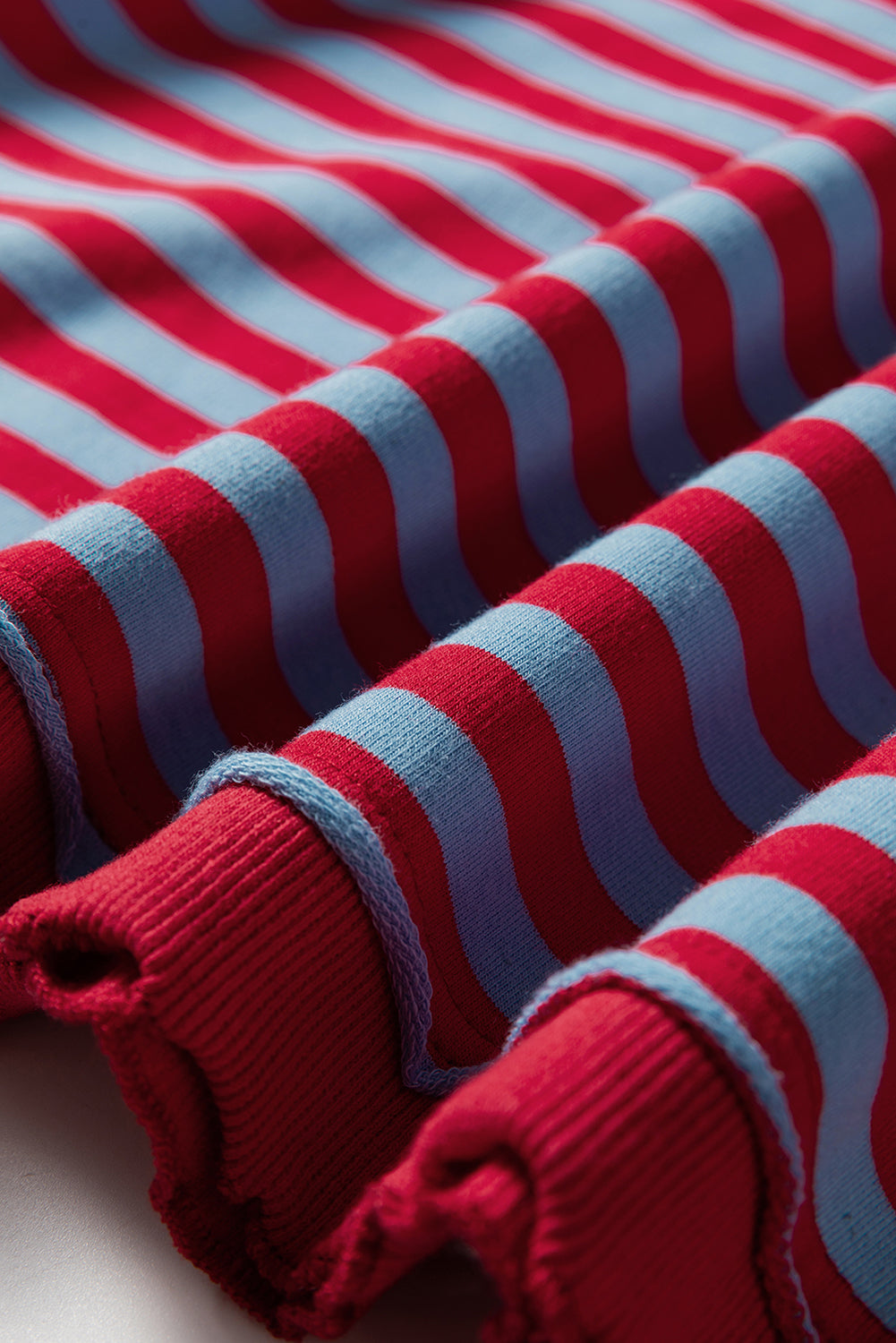 Striped Exposed Seam Contrast Ribbed Trim Boxy Sweatshirt - eAura