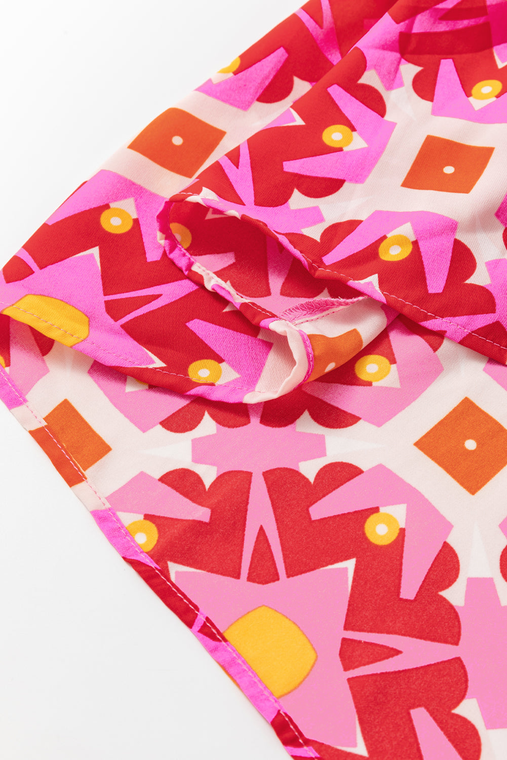 Strawberry Pink Geo Print V-neck Maxi Dress eAura