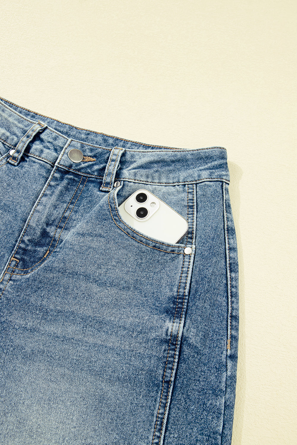 Washed Seam Detail Shift Jeans - eAura