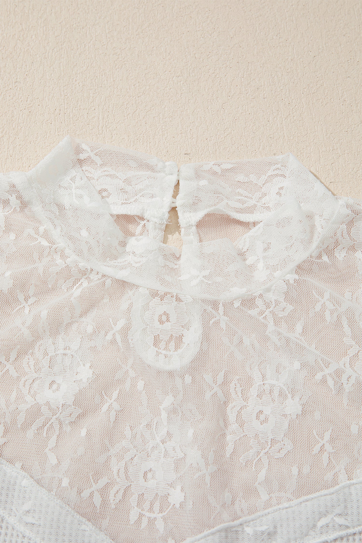 Jet Stream Lace Mesh Long Sleeve Top – Cream