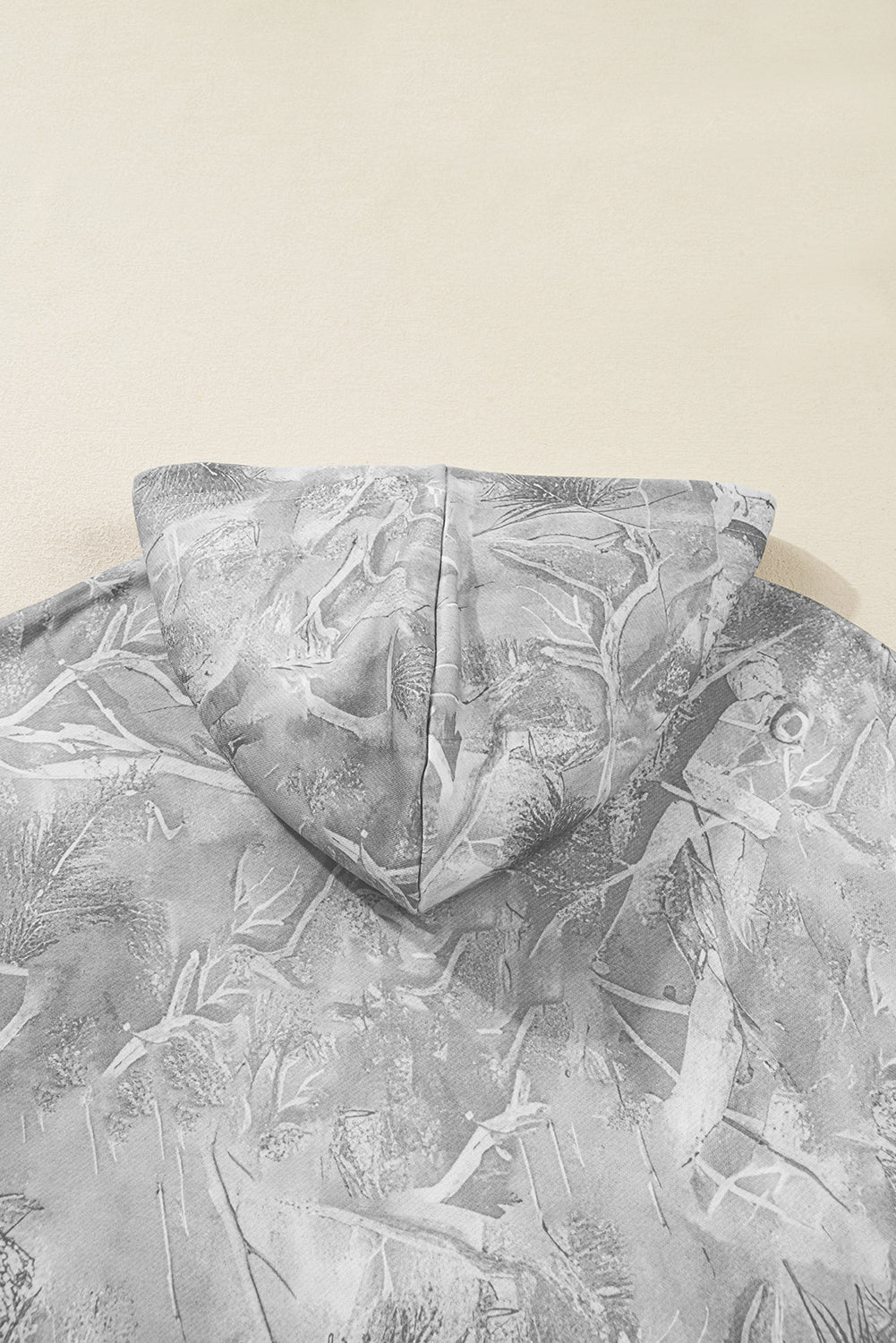 Grey Camouflage Woodland Print Oversized Sporty Hoodie - eAura