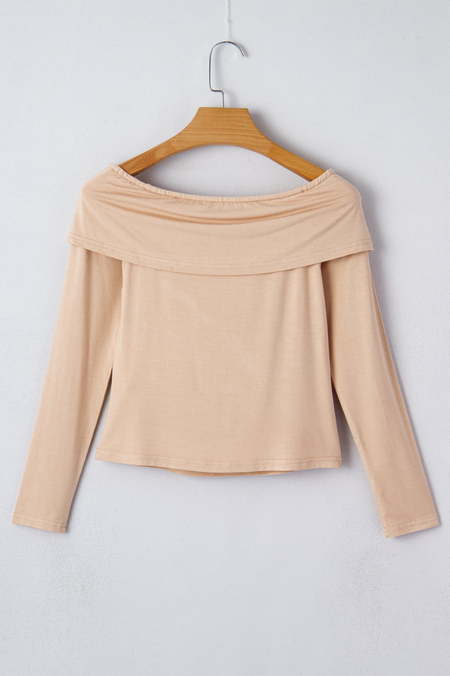 Foldover Off The Shoulder Long Sleeve Slim Top - eAura