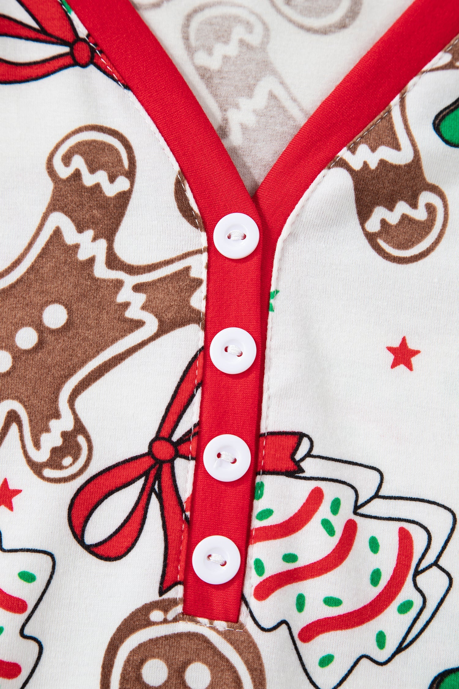 White Christmas Pattern Button V-Neck Pyjamas - eAura
