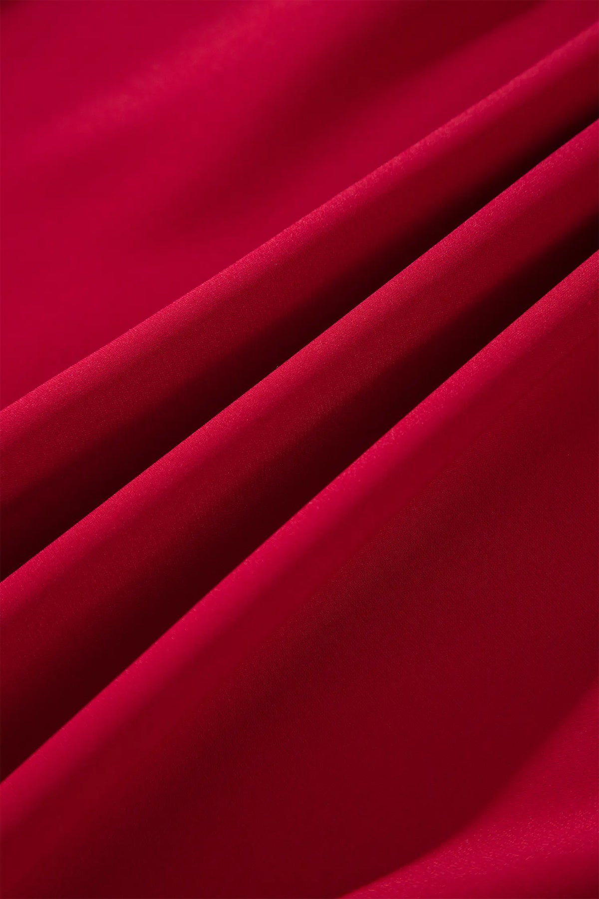 Solid Colour Ruffle Trim Long Sleeve Tiered Shift Midi Dress – Racing Red