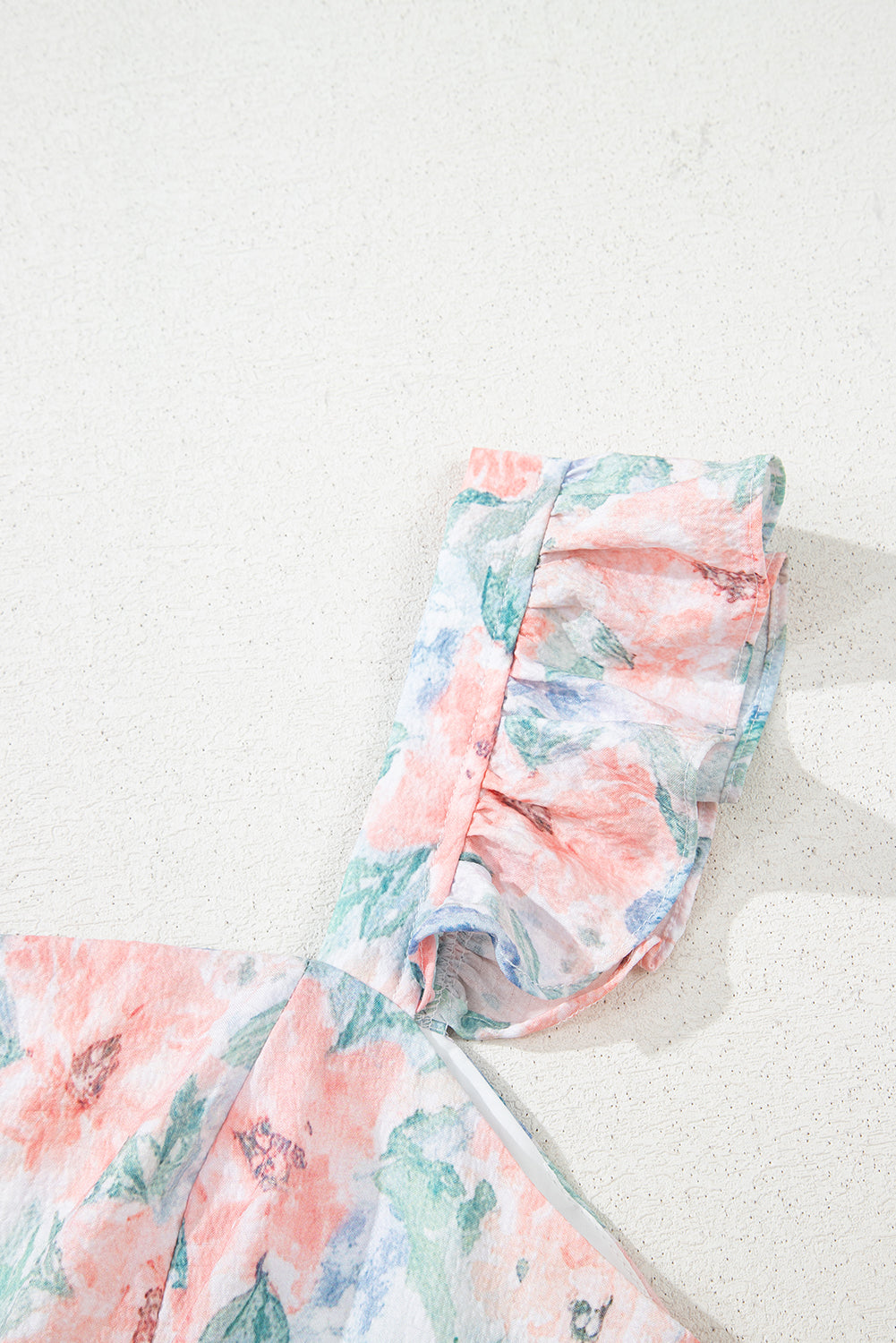 Pink Floral Print Square Neck Backless Long Dress with Slit eAura