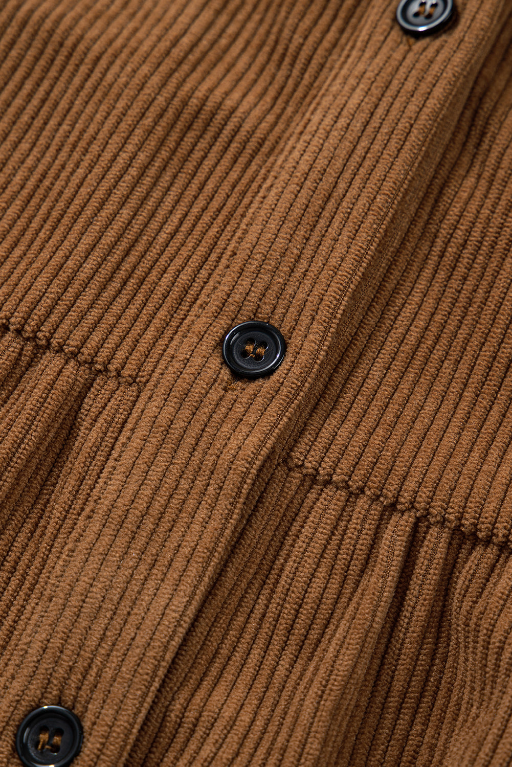 Soft Corduroy Full Buttoned Collared Shirt Dress Plus Size - eAura