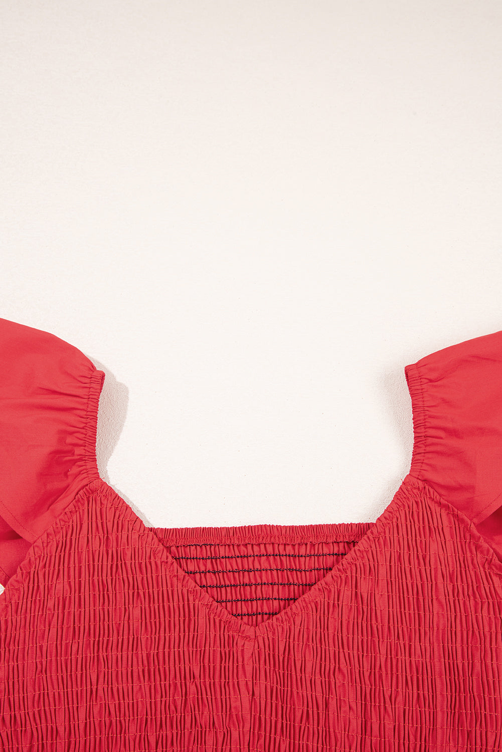 V Neck Flutter Sleeve Smocked Bodice High Waist Ruffle Maxi Dress eAura