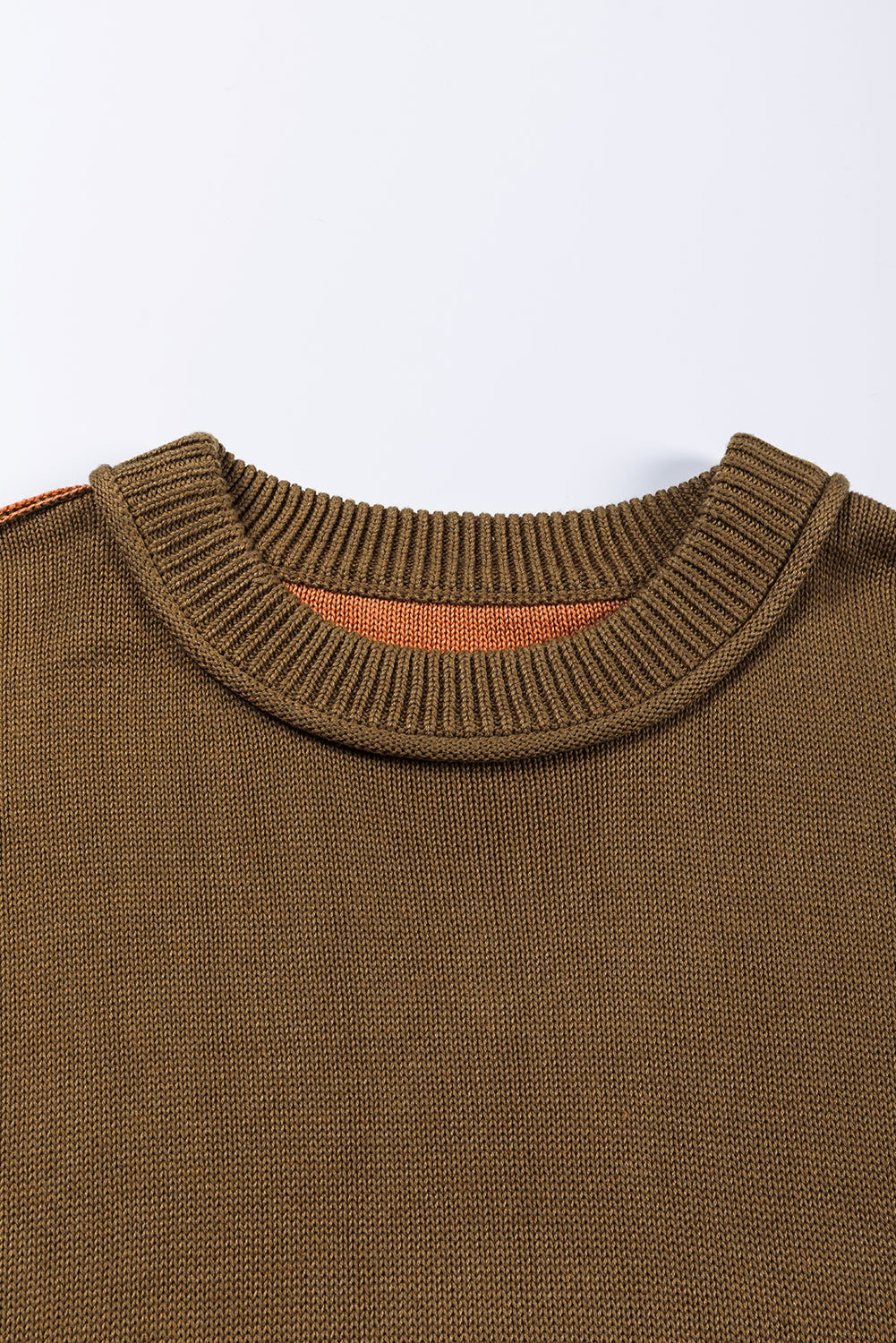Pink Colourblock Bishop Sleeve Ribbed Trim Sweater eAura