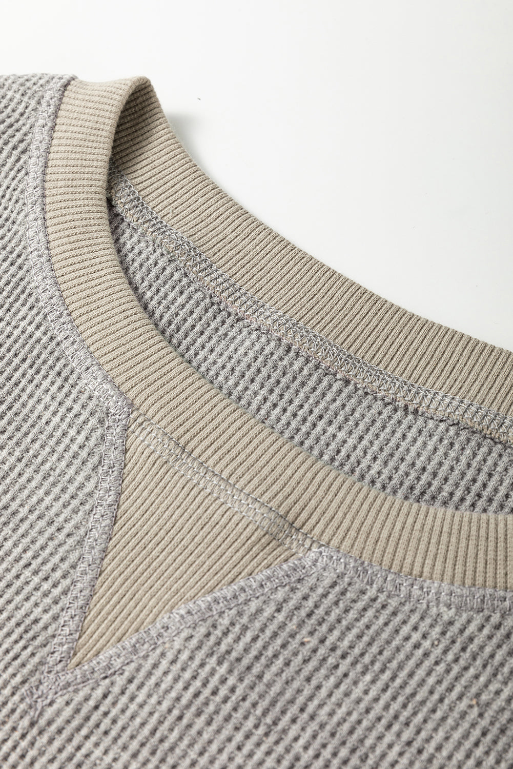 Grey Thermal Pullover Loose Sweatshirt eAura